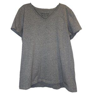 Life Is Good Women's Gray V Neck Short Sleeve Crusher T Shirt Tee Sz L